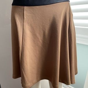 Forever 21 Tan & Black Faux Leather Skater Skirt Size L